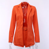 Sexy Women Solid Color Lapel Long Sleeve Blazer and Shorts